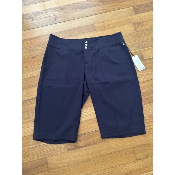 JOFIT Women's Belted Bermuda Golf Shorts UPF 50 + Blue Size 4 - Picture 2 of 6